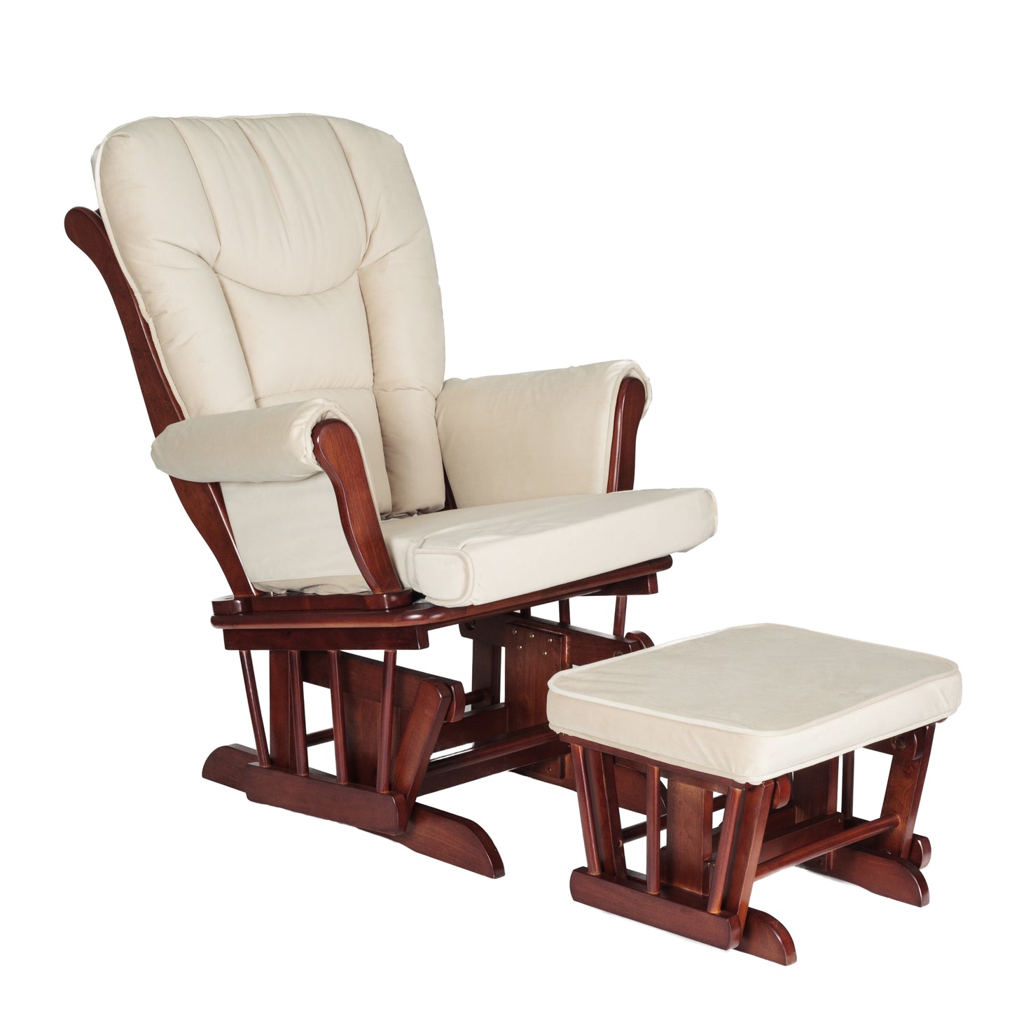 AFG Sleigh Nursery Glider Chair and Ottoman Set in Espresso w/ Beige Cushion