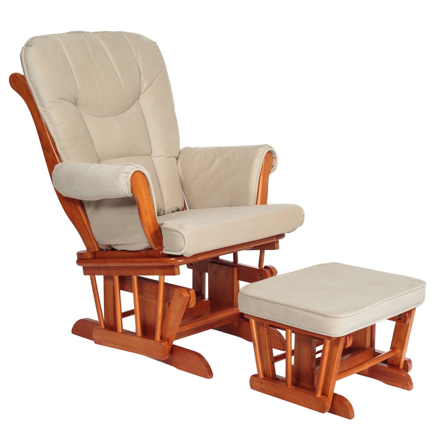 AFG Sleigh Nursery Glider Chair and Ottoman Set in Espresso w/ Beige Cushion