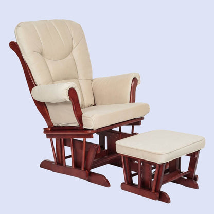 AFG Sleigh Nursery Glider Chair and Ottoman Set in Espresso w/ Beige Cushion