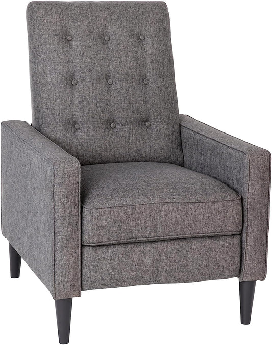 Flash Furniture Ezra Mid-Century Modern Fabric Upholstered Button Tufted Pushback Recliner in Gray for Residential & Commercial Use